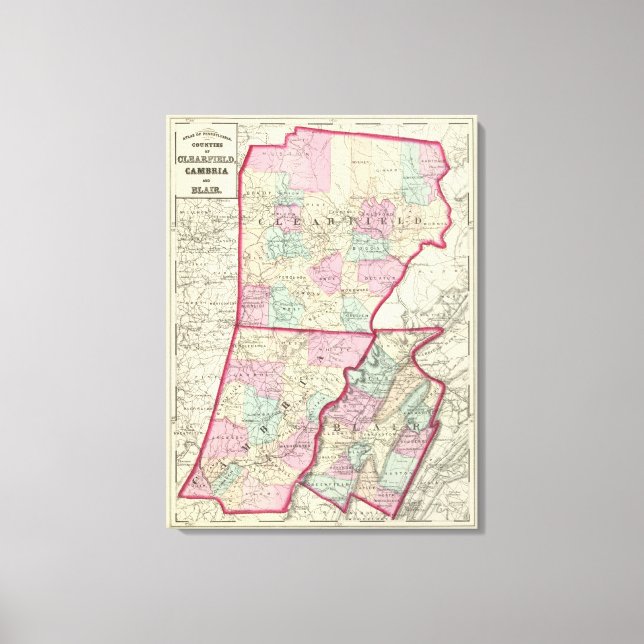 Clearfield, Cambria, Blair County Canvastryck (Framsida)