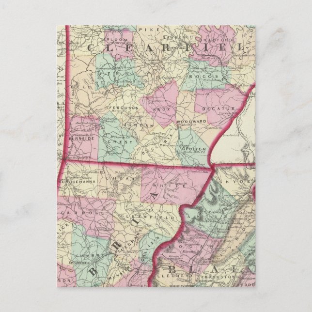 Clearfield, Cambria, Blair County Vykort (Framsida)