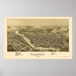 Clearfield panorama- karta för PA - 1895 Poster