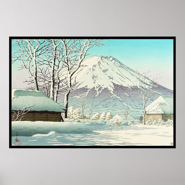 Clearing efter Snö vid Oshiono Hasui Kawase Poster (Framsidan)