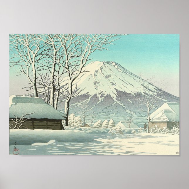 Clearing efter Snö vid Oshiono - Hasui Kawase Poster (Framsidan)