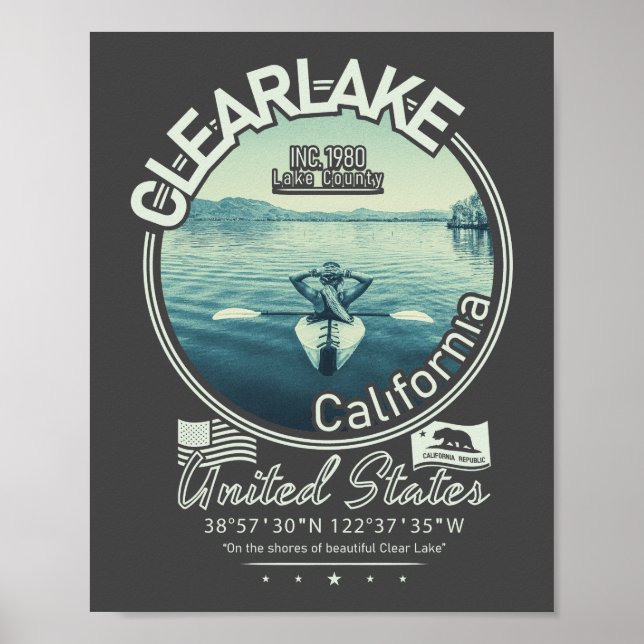 CLEARLAKE CALIFORNIA - MOUNT KONOCTI POSTER (Framsidan)