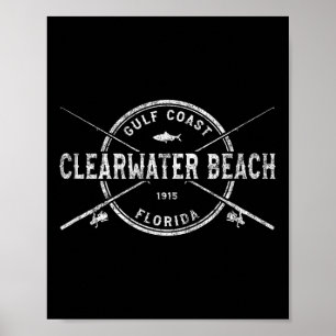 Clearwater Beach Fl Antik Korslagda Fiskespön Poster
