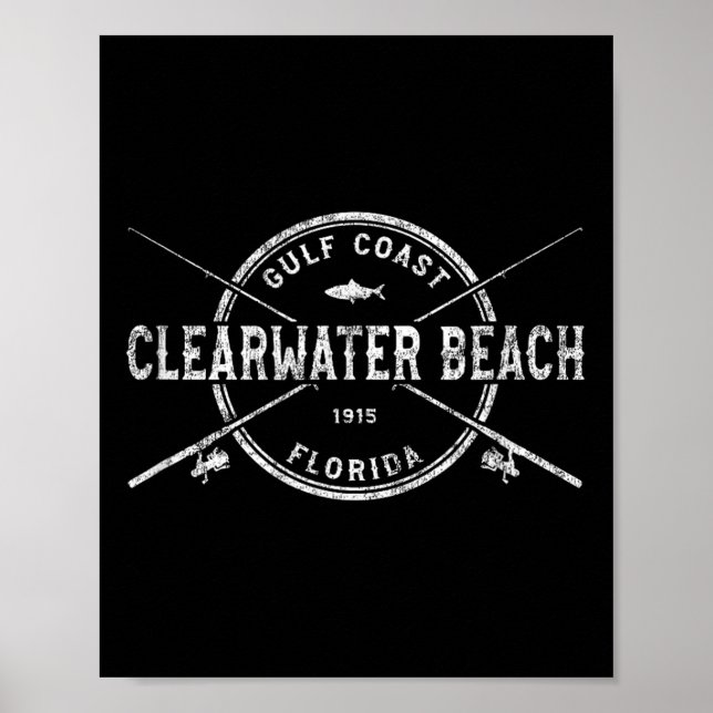 Clearwater Beach Fl Antik Korslagda Fiskespön  Poster (Framsidan)