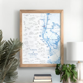 Clearwater Beach FL Karta Bröllop Guest Bok Poster