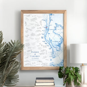 Clearwater Beach FL Karta Bröllop Guest Bok Poster