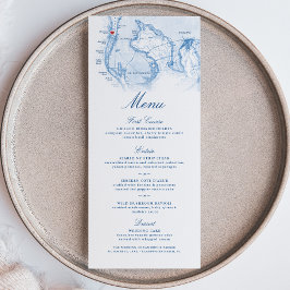 Clearwater Beach FL Karta Elegant Navy Blue Bröllo Meny