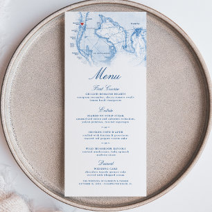 Clearwater Beach FL Karta Elegant Navy Blue Bröllo Meny
