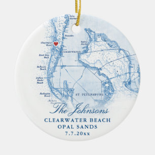 Clearwater Beach FL Karta Newlyed First jul Julgransprydnad Keramik
