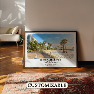 Clearwater Beach Florida Affisch, Akvarell Poster