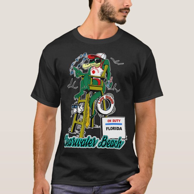 Clearwater Beach Florida Alligator Life Guard T Shirt (Framsida)