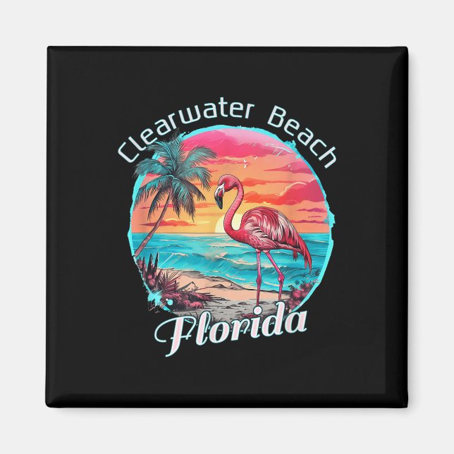 Clearwater Beach Florida Beach Flamingo Tropical S Magnet (Framsidan)