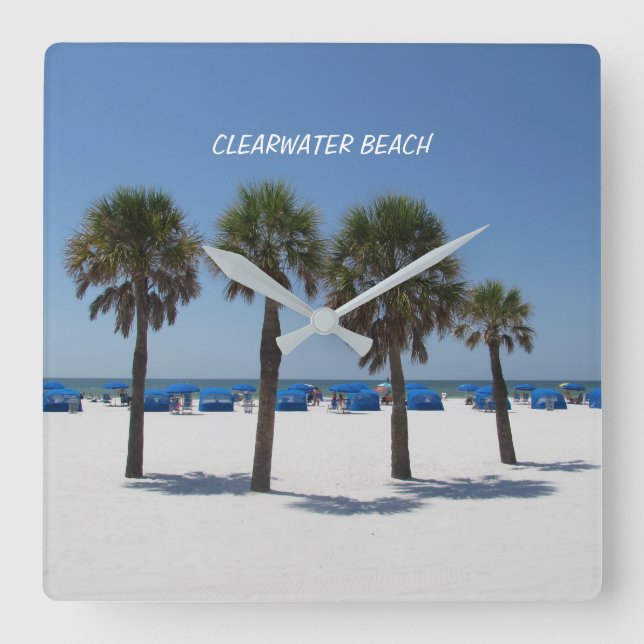 Clearwater Beach Florida Clock Fyrkantig Klocka (Framsida)