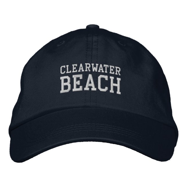 Clearwater Beach Florida Embroidered Baseball Hat Broderad Keps (Framsida)
