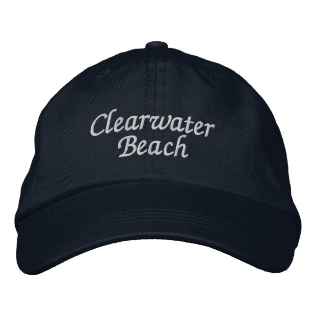 Clearwater Beach Florida Embroized Baseball Hat Broderad Keps (Framsida)