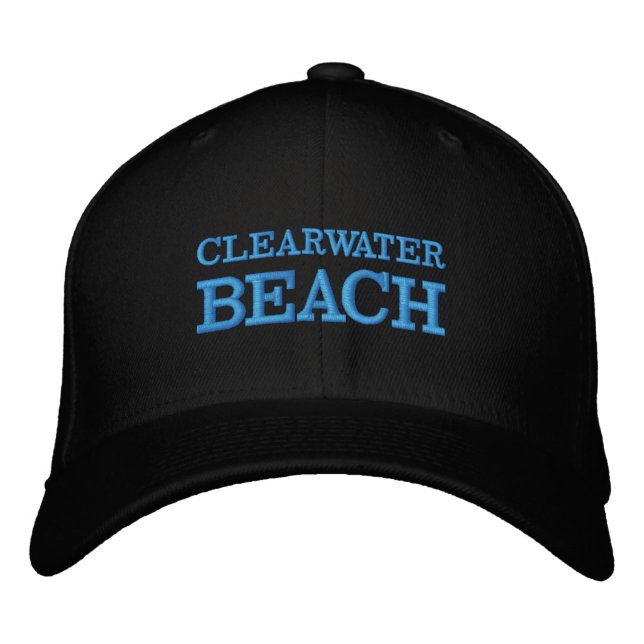 Clearwater Beach Florida Embroized Baseball Hat Broderad Keps (Framsida)