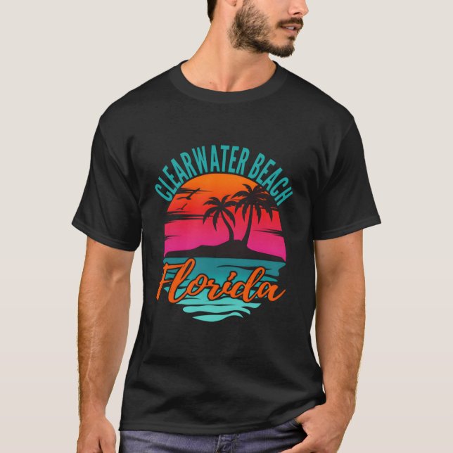 Clearwater Beach Florida Handflatan Träd Island K T Shirt (Framsida)