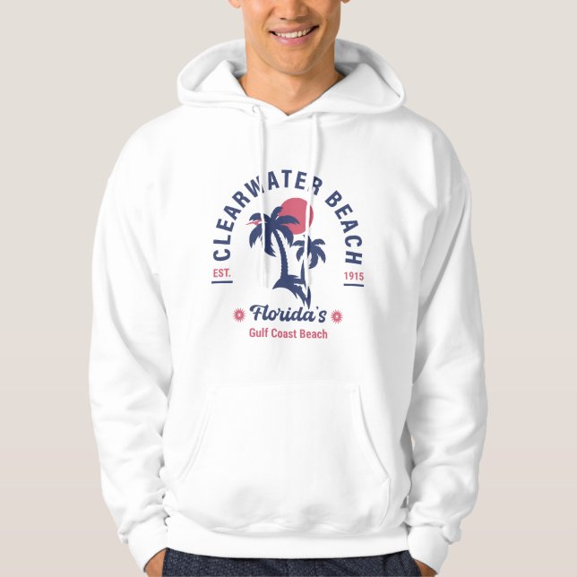 Clearwater Beach Florida Handflatan Träd Souvenirs Hoodie (Framsida)