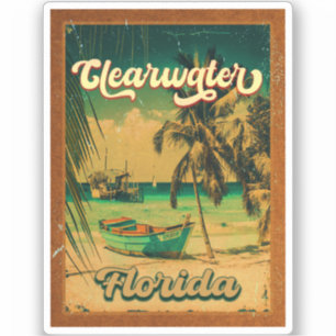 Clearwater Beach Florida Handflatan Träd Souvenirs Klistermärken