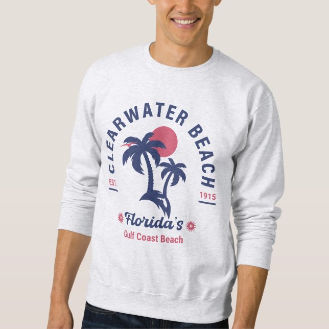 Clearwater Beach Florida Handflatan Träd Souvenirs Lång Ärmad Tröja (Framsida)