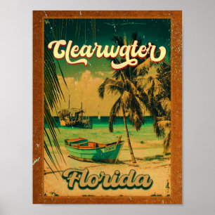Clearwater Beach Florida Handflatan Träd Souvenirs Poster