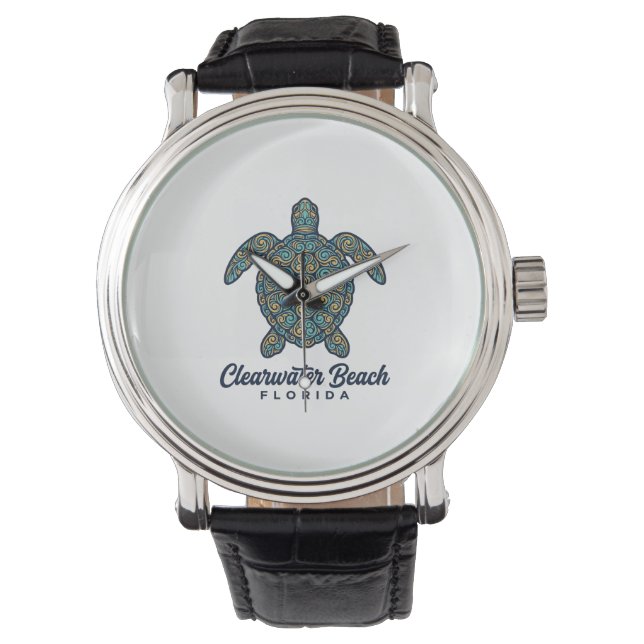 Clearwater Beach Florida Havssköldpadda Vektor Des Armbandsur (Framsida)
