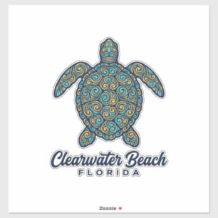 Clearwater Beach Florida Havssköldpadda Vektor Des Klistermärken