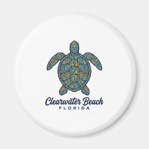 Clearwater Beach Florida Havssköldpadda Vektor Des Magnet