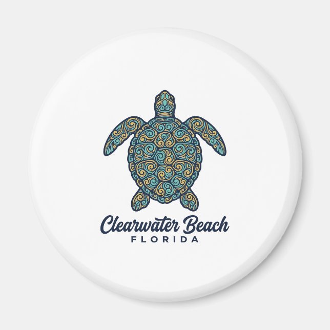 Clearwater Beach Florida Havssköldpadda Vektor Des Magnet (Framsidan)