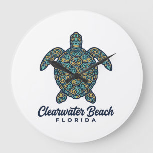 Clearwater Beach Florida Havssköldpadda Vektor Des Stor Klocka