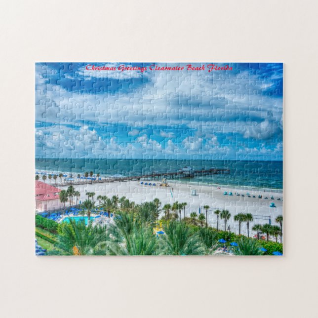 Clearwater Beach Florida. Julhälsningar Pussel (Horisontell)