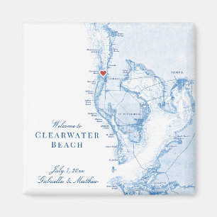 Clearwater Beach Florida Karta bröllopsfavor Magne Magnet