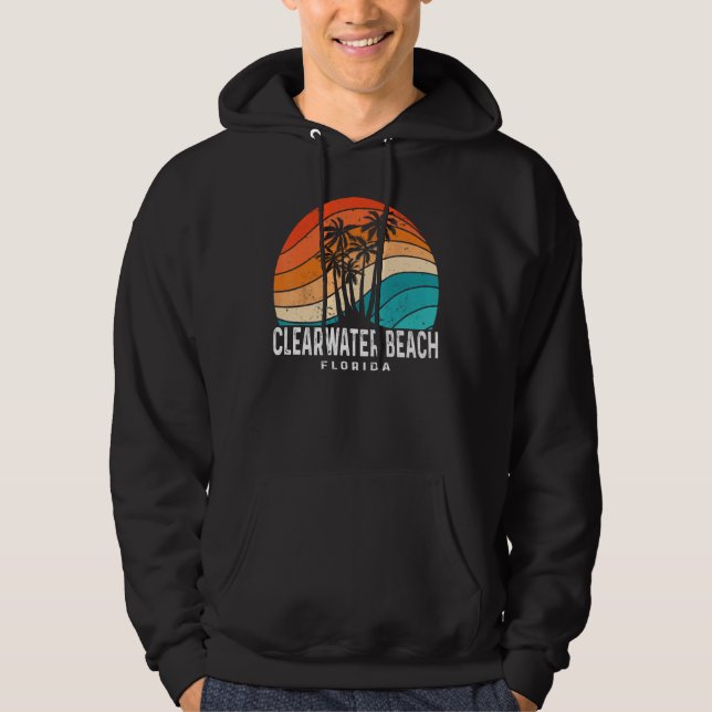 Clearwater Beach Florida Palm Tree Beach Souvenir Hoodie (Framsida)