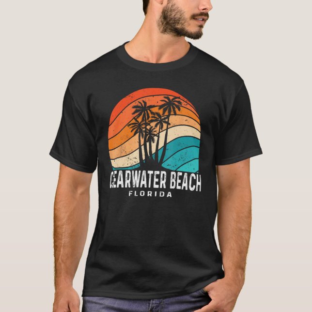Clearwater Beach Florida Palm Tree Beach Souvenir T Shirt (Framsida)