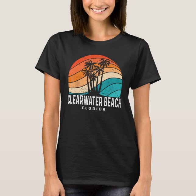 Clearwater Beach Florida Palm Tree Beach Souvenir T Shirt (Framsida)