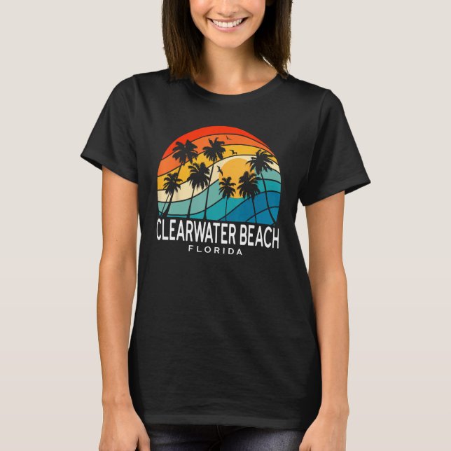 Clearwater Beach Florida Palm Tree Tropical Beach  T Shirt (Framsida)