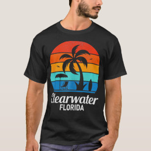 Clearwater Beach Florida Palm Tree Vintage Sunset T Shirt