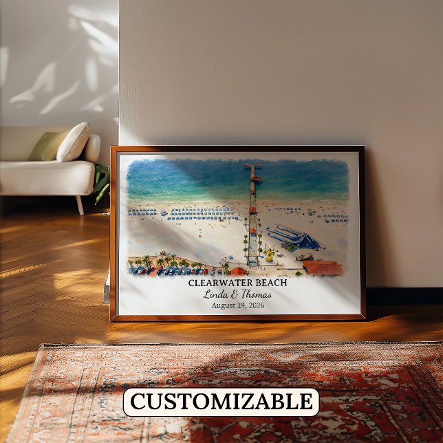 Clearwater Beach Florida Poster, Watercolor Poster (Skapare uppladdad)
