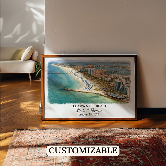 Clearwater Beach Florida Poster, Watercolor Poster (Skapare uppladdad)