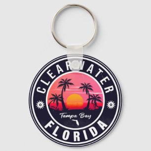 Clearwater Beach Florida Retro Sunset Souvenirs Nyckelring