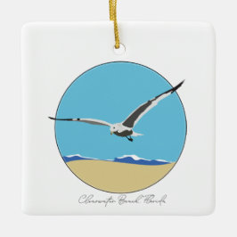 Clearwater Beach, Florida Sea Gull över Beach Julgransprydnad Keramik