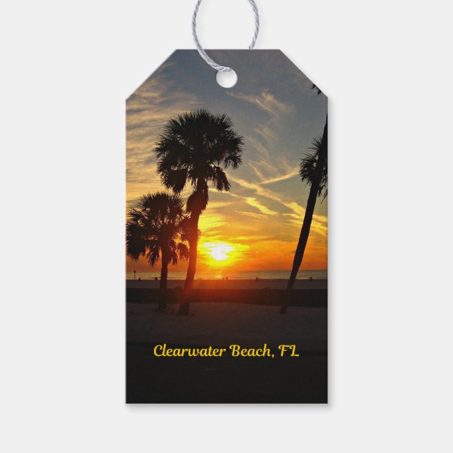 Clearwater Beach, Florida Sunset Presentetikett (Framsidan)