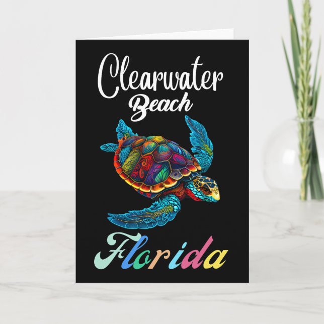 Clearwater Beach Florida Tie Dye Havssköldpadda Fa Kort (Framsida)