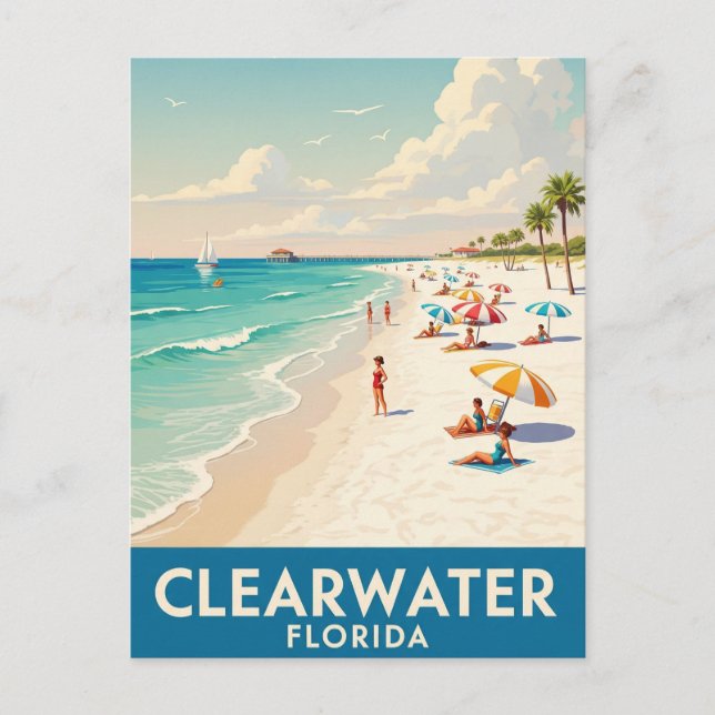 Clearwater Beach Florida Travel Vykort (Framsida)