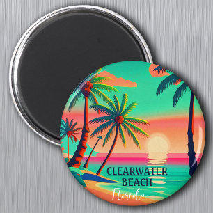 Clearwater Beach Florida Tropical Handflatan Träd Magnet