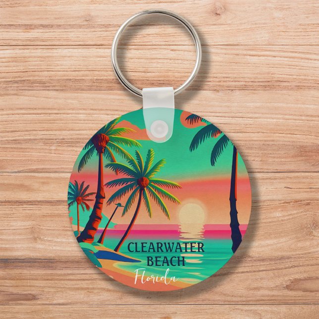 Clearwater Beach Florida Tropical Handflatan Träd  Nyckelring (Skapare uppladdad)