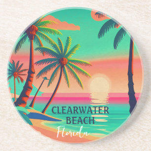 Clearwater Beach Florida Tropical Handflatan Träd Underlägg
