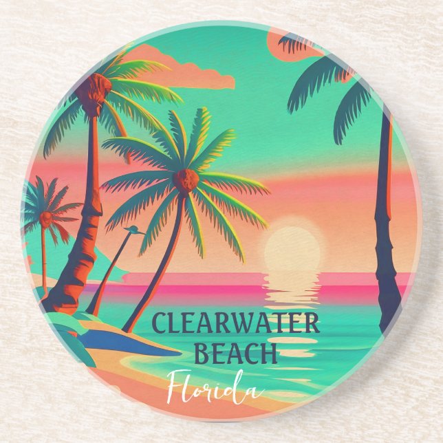 Clearwater Beach Florida Tropical Handflatan Träd  Underlägg (Framsidan)