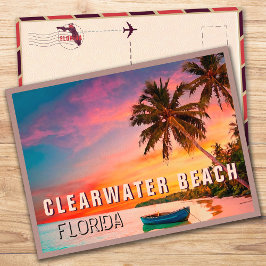 Clearwater Beach Florida Tropical Handflatan Träd Vykort