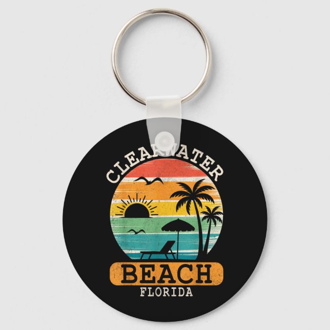 Clearwater Beach Florida Tropisk Solnedgång Sommar Nyckelring (Framsida)